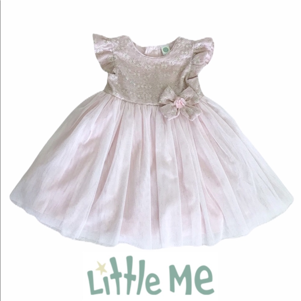 Little Me Pink & Gold Formal Toddler Dress